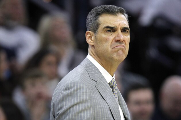 Villanova head coach Jay Wright reacts on the sideline during the first half of an NCAA college basketball game against Butler, Saturday, Feb. 10, 2018, in Philadelphia. (AP Photo/Laurence Kesterson)