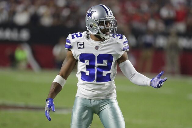 Dallas Cowboys cornerback Orlando Scandrick (32) during an NFL football game against the Arizona Cardinals, Monday, Sept. 25, 2017, in Glendale, Ariz. (AP Photo/Rick Scuteri)