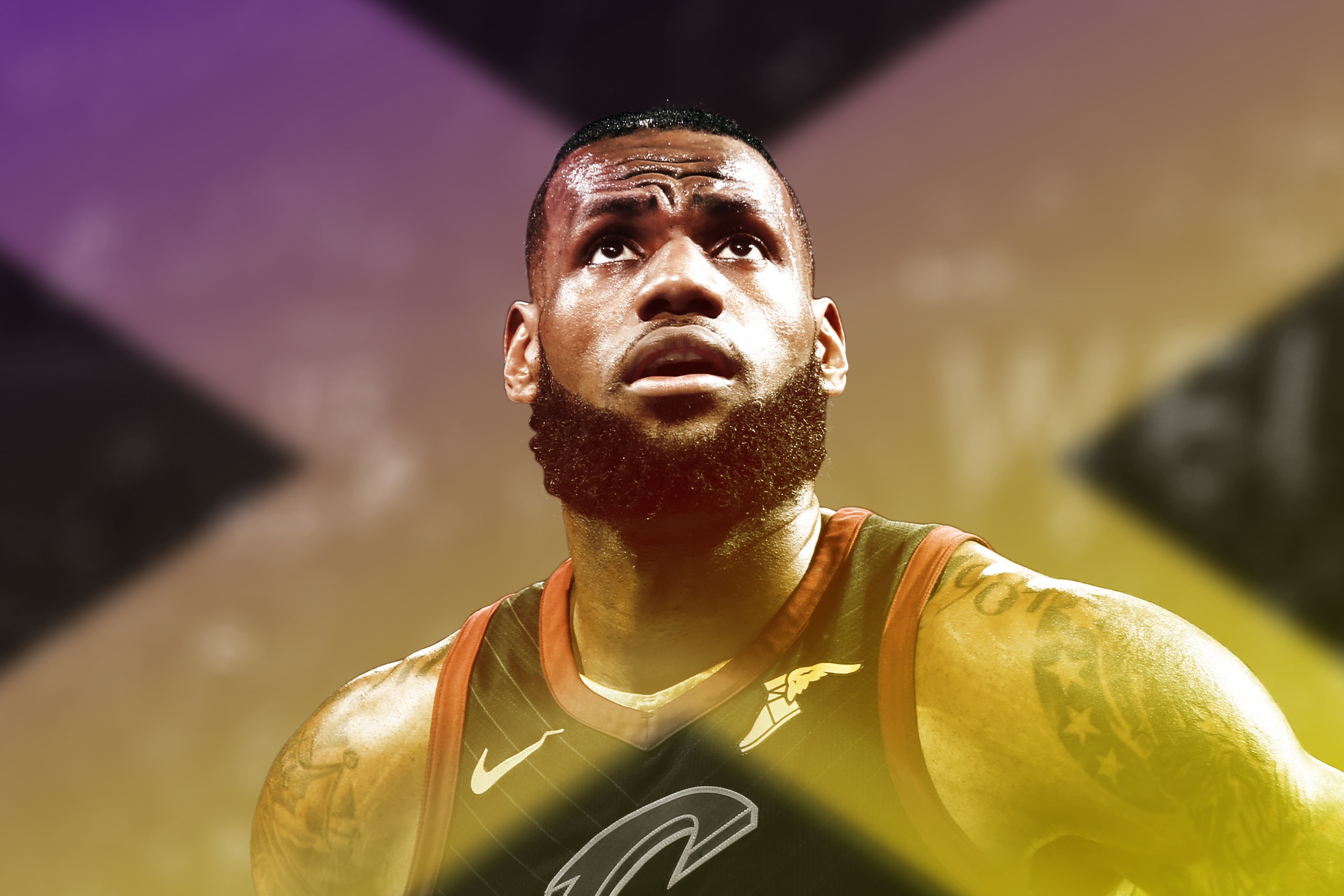 Cleveland Cavaliers forward LeBron James, left, tries to get past Los Angeles Lakers guard Lonzo Ball during the first half of an NBA basketball game, Sunday, March 11, 2018, in Los Angeles. (AP Photo/Mark J. Terrill)