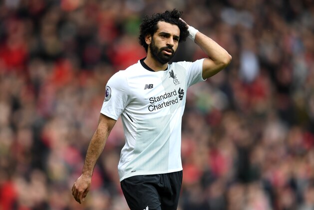 MANCHESTER, ENGLAND - MARCH 10:  Mohamed Salah of Liverpool reacts during the Premier League match between Manchester United and Liverpool at Old Trafford on March 10, 2018 in Manchester, England.  (Photo by Michael Regan/Getty Images)