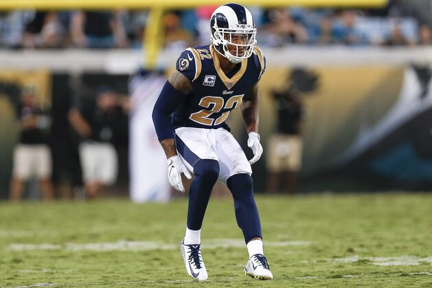 JACKSONVILLE, FL - OCTOBER 15: Cornerback Trumaine Johnson #22 of the Los Angeles Rams during the game against the Jacksonville Jaguars at EverBank Field on October 15, 2017 in Jacksonville, Florida. The Rams defeated the Jaguars 27 to 17. (Photo by Don Juan Moore/Getty Images)