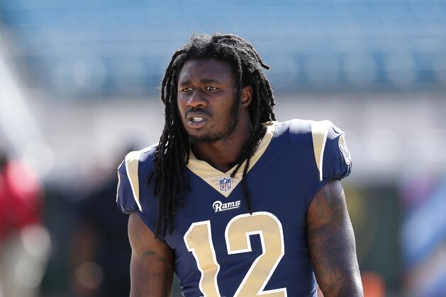 JACKSONVILLE, FL - OCTOBER 15: Wide Receiver Sammy Watkins #12 of the Los Angeles Rams on the sidelines before the game against the Jacksonville Jaguars at EverBank Field on October 15, 2017 in Jacksonville, Florida. The Rams defeated the Jaguars 27 to 17. (Photo by Don Juan Moore/Getty Images)