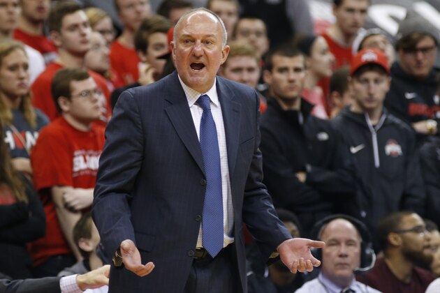 Ohio State head coach Thad Matta instructs his team against Northwestern during an NCAA college basketball game Sunday, Jan. 22, 2017, in Columbus, Ohio. (AP Photo/Jay LaPrete)