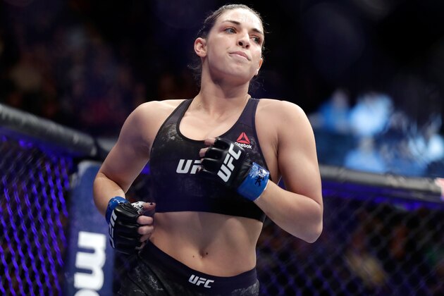 LAS VEGAS, NV - MARCH 03:  Mackenzie Dern jogs before a women's strawweight bout during UFC 222 at T-Mobile Arena on March 3, 2018 in Las Vegas, Nevada.  (Photo by Isaac Brekken/Getty Images)
