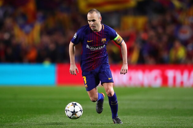 BARCELONA, SPAIN - MARCH 14:  Andres Iniesta of FC Barcelona in action during the UEFA Champions League Round of 16 Second Leg match between FC Barcelona and Chelsea FC at Camp Nou on March 14, 2018 in Barcelona, Spain.  (Photo by Chris Brunskill Ltd/Getty Images)