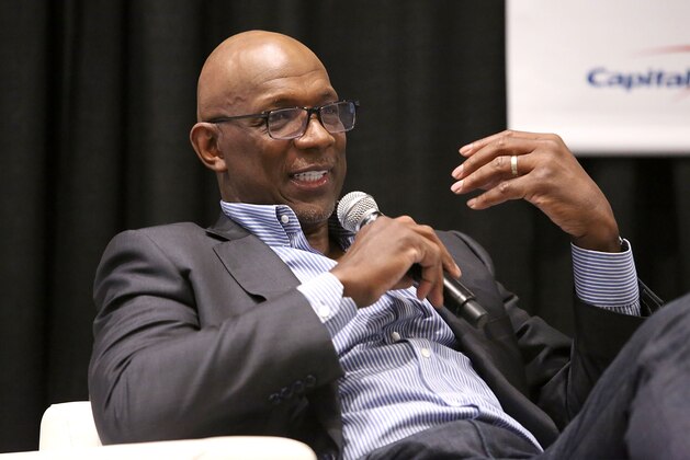 AUSTIN, TX - MARCH 09:  NBA Hall of Famer Clyde Drexler during a panel discussion on March 9, 2018 in Austin, Texas.  (Photo by Jesse Grant/Getty Images for Cisco Systems, Inc.)