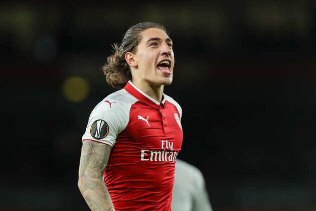 LONDON, ENGLAND - SEPTEMBER 14: Hector Bellerin of Arsenal celebrates after scoring his team`s goal during the UEFA Europa League group H match between Arsenal FC and 1. FC Koeln at Emirates Stadium on September 14, 2017 in London, United Kingdom. (Photo by TF-Images/TF-Images via Getty Images)