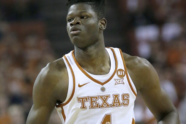 AUSTIN, TX - FEBRUARY 24: Mohamed Bamba #4 of the Texas Longhorns runs up court against the Oklahoma State Cowboys at the Frank Erwin Center on February 24, 2018 in Austin, Texas. (Photo by Chris Covatta/Getty Images)