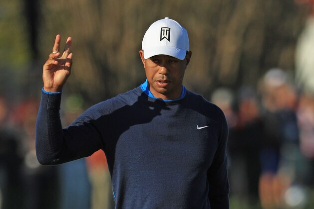 ORLANDO, FL - MARCH 15:  Tiger Woods reacts to his birdie putt on the 13th green during the first round at the Arnold Palmer Invitational Presented By MasterCard at Bay Hill Club and Lodge on March 15, 2018 in Orlando, Florida.  (Photo by Mike Ehrmann/Getty Images)