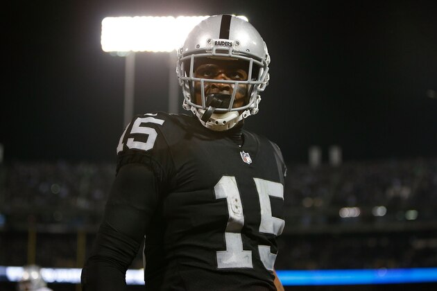 OAKLAND, CA - DECEMBER 17: Michael Crabtree #15 of the Oakland Raiders looks on after catching a touchdown against the Dallas Cowboys at Oakland-Alameda County Coliseum on December 17, 2017 in Oakland, California. (Photo by Lachlan Cunningham/Getty Images)