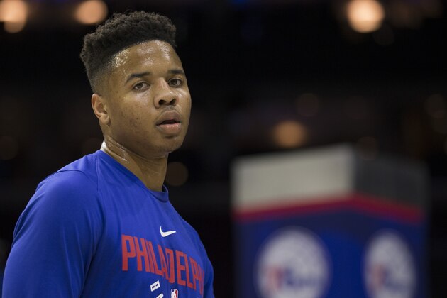 PHILADELPHIA, PA - FEBRUARY 24: Markelle Fultz #20 of the Philadelphia 76ers walks off the court prior to the game against the Orlando Magic at the Wells Fargo Center on February 24, 2018 in Philadelphia, Pennsylvania. NOTE TO USER: User expressly acknowledges and agrees that, by downloading and or using this photograph, User is consenting to the terms and conditions of the Getty Images License Agreement. (Photo by Mitchell Leff/Getty Images)