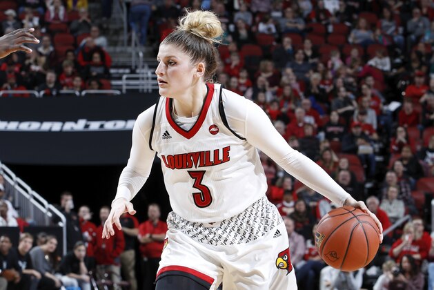 LOUISVILLE, KY - JANUARY 21: Sam Fuehring #3 of the Louisville Cardinals handles the ball during a game against the Florida State Seminoles at KFC Yum! Center on January 21, 2018 in Louisville, Kentucky. Florida State won 50-49. (Photo by Joe Robbins/Getty Images)