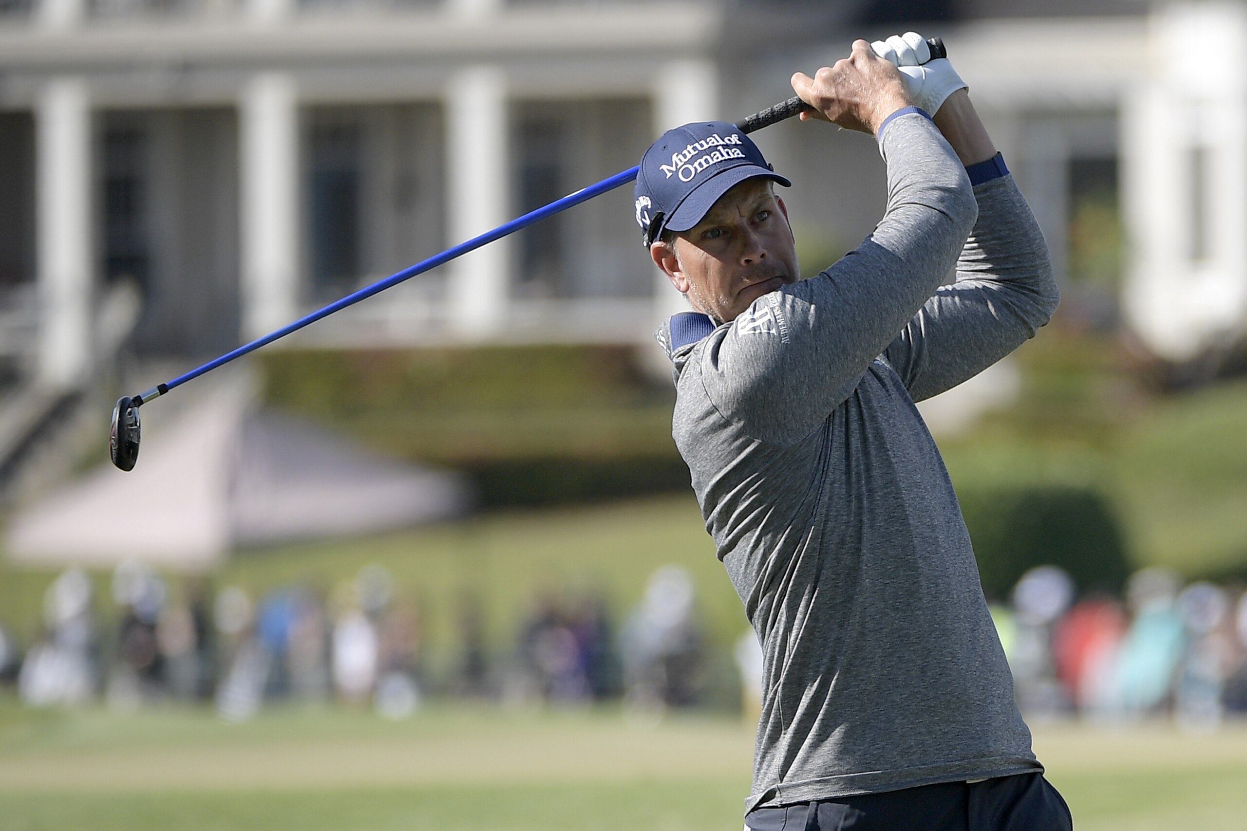 Henrik Stenson, of Sweden, watches his tee shot on the 18th hole during the second round of the Arnold Palmer Invitational golf tournament Friday, March 16, 2018, in Orlando, Fla. (AP Photo/Phelan M. Ebenhack)