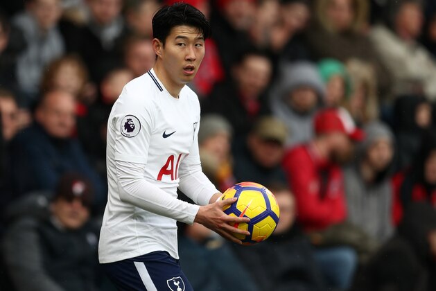 BOURNEMOUTH, ENGLAND - MARCH 11: Son Heung-min of Tottenham Hotspur during the Premier League match between AFC Bournemouth and Tottenham Hotspur at Vitality Stadium on March 10, 2018 in Bournemouth, England. (Photo by Catherine Ivill/Getty Images)