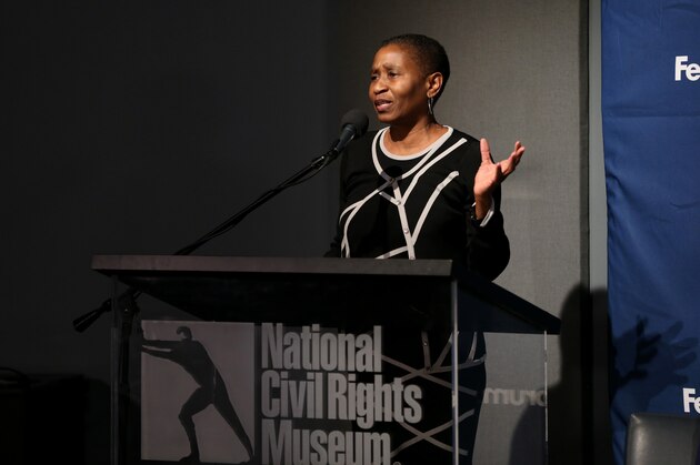 MEMPHIS, TN - JANUARY 14:  Michele Roberts participates in MLK Sports Legacy Award and a tour of the National Civil Rights Museum on January 14, 2018 at the National Civil Rights Museum at the Lorraine Motel in Memphis, Tennessee. NOTE TO USER: User expressly acknowledges and agrees that, by downloading and or using this photograph, User is consenting to the terms and conditions of the Getty Images License Agreement. Mandatory Copyright Notice: Copyright 2018 NBAE (Photo by Joe Murphy/NBAE via Getty Images)