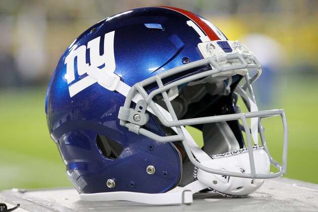 GREEN BAY, WI - OCTOBER 09:  A New York Giants helmet sits on the sideline before the game against the Green Bay Packers at Lambeau Field on October 9, 2016 in Green Bay, Wisconsin. (Photo by Dylan Buell/Getty Images) *** Local Caption ***