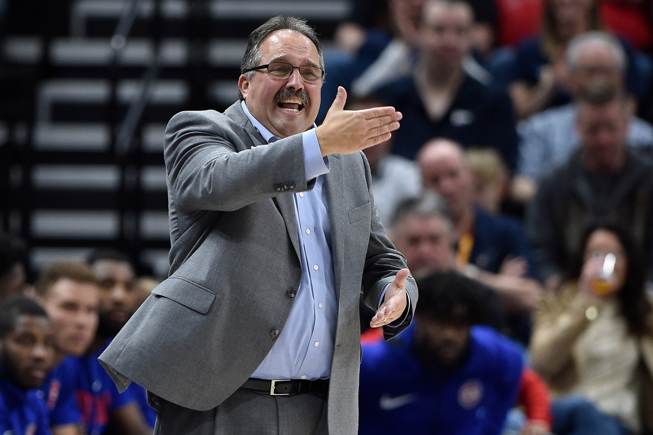 SALT LAKE CITY, UT - MARCH 13: Head coach Stan Van Gundy of the Detroit Pistons gestures on the sideline in a game against the Utah Jazz at Vivint Smart Home Arena on March 13, 2018 in Salt Lake City, Utah. NOTE TO USER: User expressly acknowledges and agrees that, by downloading and or using this photograph, User is consenting to the terms and conditions of the Getty Images License Agreement. (Photo by Gene Sweeney Jr./Getty Images) SALT LAKE CITY, UT - MARCH 13: Head coach Stan Van Gundy of the Detroit Pistons gestures on the sideline in a game against the Utah Jazz at Vivint Smart Home Arena on March 13, 2018 in Salt Lake City, Utah. NOTE TO USER: User expressly acknowledges and agrees that, by downloading and or using this photograph, User is consenting to the terms and conditions of the Getty Images License Agreement. (Photo by Gene Sweeney Jr./Getty Images)