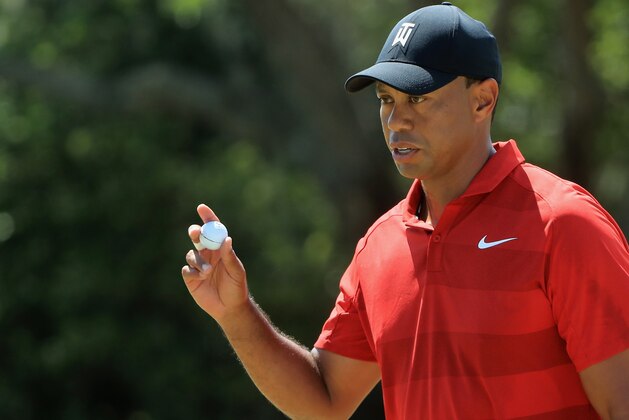 ORLANDO, FL - MARCH 18:  Tiger Woods reacts to his putt during the final round at the Arnold Palmer Invitational Presented By MasterCard at Bay Hill Club and Lodge on March 18, 2018 in Orlando, Florida.  (Photo by Sam Greenwood/Getty Images)