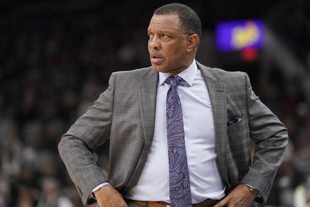 New Orleans Pelicans head coach Alvin Gentry watches play during the second half of an NBA basketball game against the San Antonio Spurs, Thursday, March 15, 2018, in San Antonio. (AP Photo/Darren Abate)