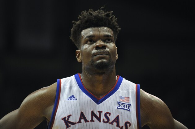 LAWRENCE, KS - FEBRUARY 19: Udoka Azubuike #35 of the Kansas Jayhawks waits for a time out to end during a game against the Oklahoma Sooners at Allen Fieldhouse on February 19, 2018 in Lawrence, Kansas. (Photo by Ed Zurga/Getty Images)