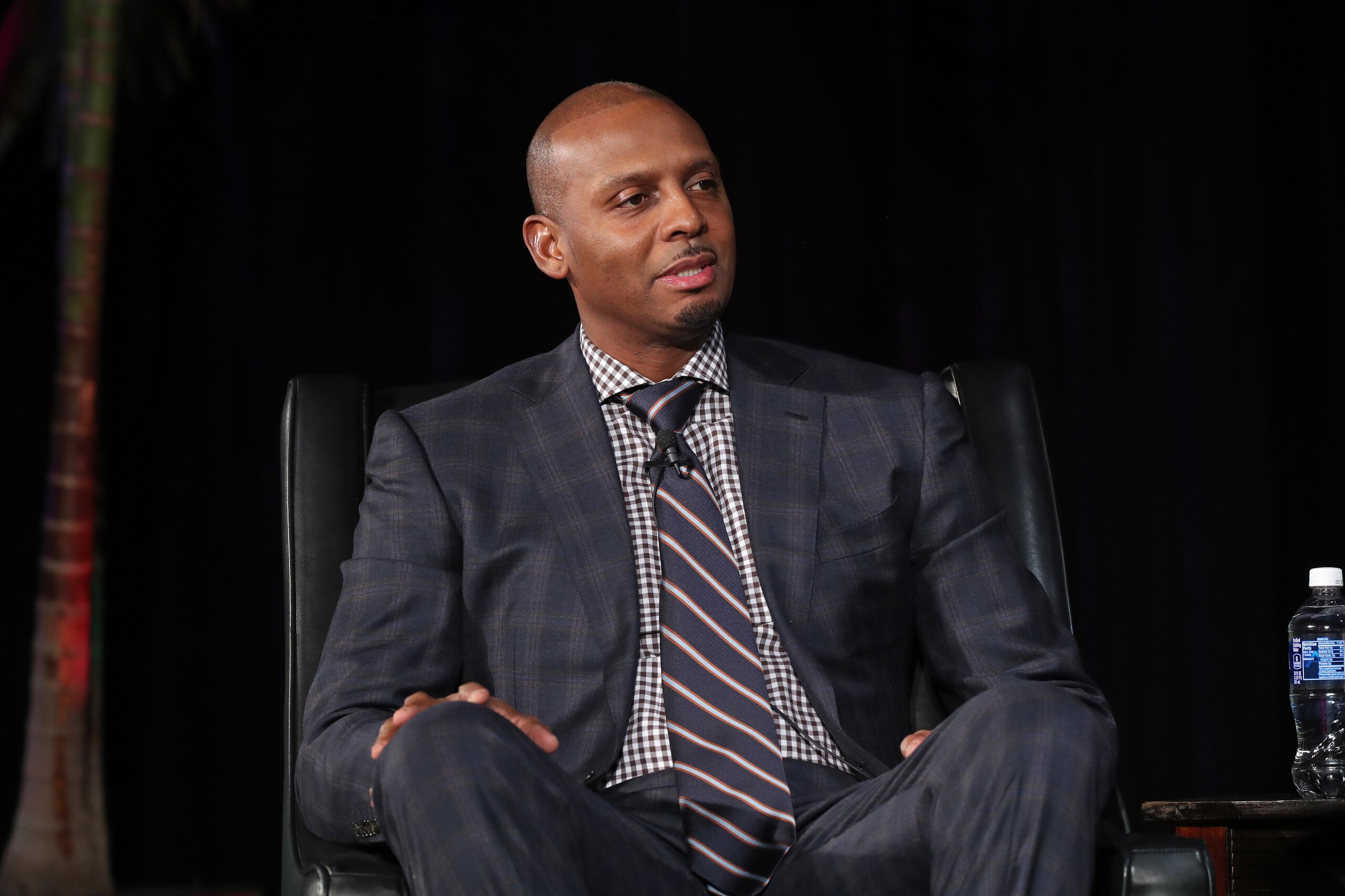 MEMPHIS, TN - JANUARY 15:  Anfernee 'Penny' Hardaway speaks during the Martin Luther King, Jr. symposium on January 15, 2018 at FedExForum in Memphis, Tennessee. NOTE TO USER: User expressly acknowledges and agrees that, by downloading and or using this photograph, User is consenting to the terms and conditions of the Getty Images License Agreement. Mandatory Copyright Notice: Copyright 2018 NBAE (Photo by Joe Murphy/NBAE via Getty Images)
