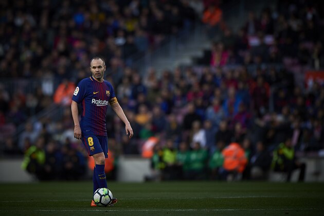 BARCELONA, SPAIN - MARCH 18:  Andres Iniesta of Barcelona in ction during the La Liga match between Barcelona and Athletic Club at Camp Nou on March 18, 2018 in Barcelona, Spain.  (Photo by Quality Sport Images/Getty Images)