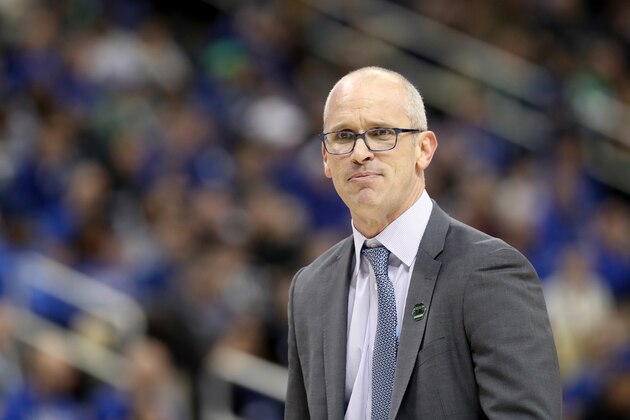 PITTSBURGH, PA - MARCH 17:  Head coach Dan Hurley of the Rhode Island Rams reacts against the Duke Blue Devils during the first half in the second round of the 2018 NCAA Men's Basketball Tournament at PPG PAINTS Arena on March 17, 2018 in Pittsburgh, Pennsylvania.  (Photo by Rob Carr/Getty Images)