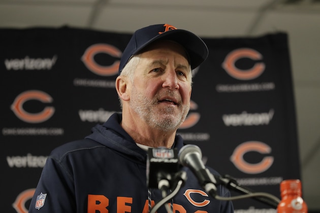 Chicago Bears head coach John Fox talks to the media after an NFL football game against the Cleveland Browns in Chicago, Sunday, Dec. 24, 2017. (AP Photo/Nam Y. Huh)