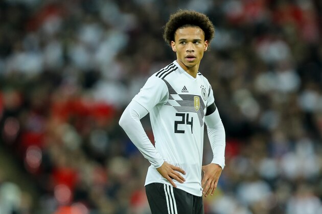 LONDON, ENGLAND - NOVEMBER 10: Leroy Sane of Germany looks on during the international friendly match between England and Germany at Wembley Stadium on November 10, 2017 in London, United Kingdom. (Photo by TF-Images/TF-Images via Getty Images)