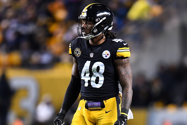 PITTSBURGH, PA - DECEMBER 10:  Bud Dupree #48 of the Pittsburgh Steelers in action during the game against the Baltimore Ravens at Heinz Field on December 10, 2017 in Pittsburgh, Pennsylvania. (Photo by Joe Sargent/Getty Images) *** Local Caption ***
