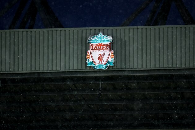 LIVERPOOL, ENGLAND - MARCH 17: General view of a Liverpool emblem at Anfield, the home stadium of Liverpool during the Premier League match between Liverpool and Watford at Anfield on March 17, 2018 in Liverpool, England. (Photo by Robbie Jay Barratt - AMA/Getty Images)
