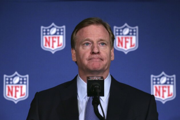 NLF Commissioner Roger Goodell listens to a question during a news conference after the NFL owners winter meeting in Irving, Texas, Wednesday, Dec. 13, 2017. (AP Photo/LM Otero)