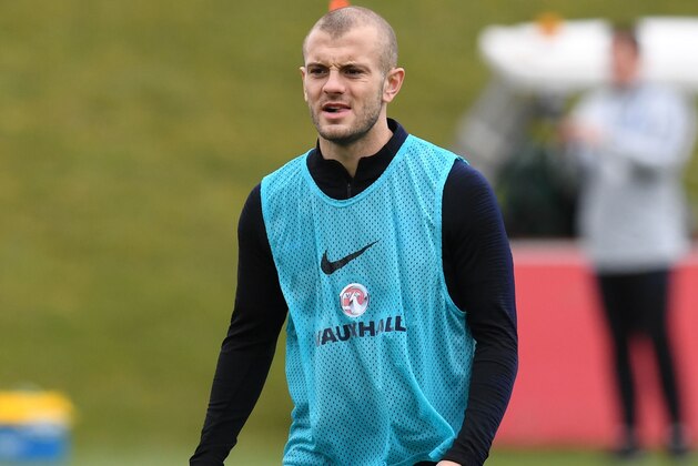 England's midfielder Jack Wilshere takes part in a training session at St George's Park in Burton-on-Trent on March 22, 2018, ahead of their international friendly football matches against The Netherlands and Italy. / AFP PHOTO / Paul ELLIS / NOT FOR MARKETING OR ADVERTISING USE / RESTRICTED TO EDITORIAL USE         (Photo credit should read PAUL ELLIS/AFP/Getty Images)