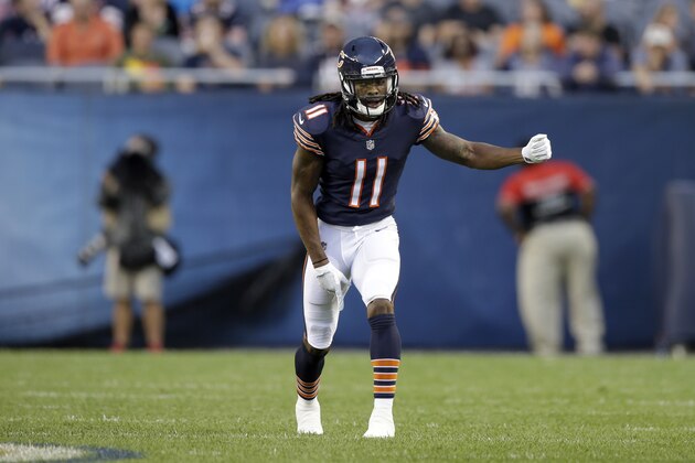 Chicago Bears wide receiver Kevin White (11) during the first half of an NFL preseason football game, Thursday, Aug. 10, 2017, in Chicago. (AP Photo/G-Jun Yam)