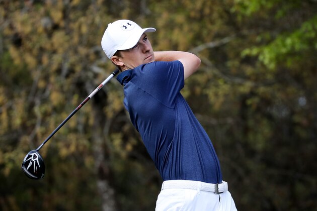 AUSTIN, TX - MARCH 22:  Jordan Spieth of the United States plays his shot from the fifth tee during the second round of the World Golf Championships-Dell Match Play at Austin Country Club on March 22, 2018 in Austin, Texas.  (Photo by Gregory Shamus/Getty Images)