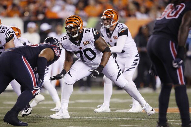 CINCINNATI, OH - SEPTEMBER 14: Cedric Ogbuehi #70 of the Cincinnati Bengals in action during a game against the Houston Texans at Paul Brown Stadium on September 14, 2017 in Cincinnati, Ohio. The Texans won 13-9. (Photo by Joe Robbins/Getty Images)