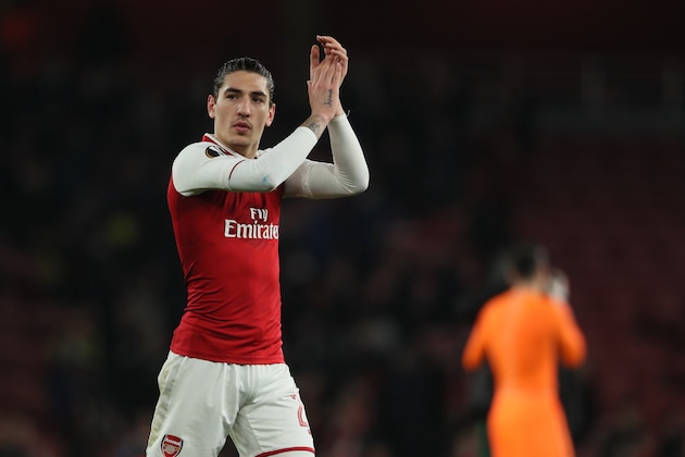 LONDON, ENGLAND - MARCH 15: Hector Bellerin of Arsenal during the UEFA Europa League Round of 16: Second Leg match between Arsenal and AC Milan at Emirates Stadium on March 15, 2018 in London, England. (Photo by Matthew Ashton - AMA/Getty Images)