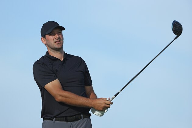 PUNTA CANA, DOMINICAN REPUBLIC - MARCH 22:  Former NFL Player and amateur Tony Romo plays his shot from the first tee during round one of the Corales Puntacana Resort & Club Championship on March 26, 2018 in Punta Cana, Dominican Republic.  (Photo by Christian Petersen/Getty Images)
