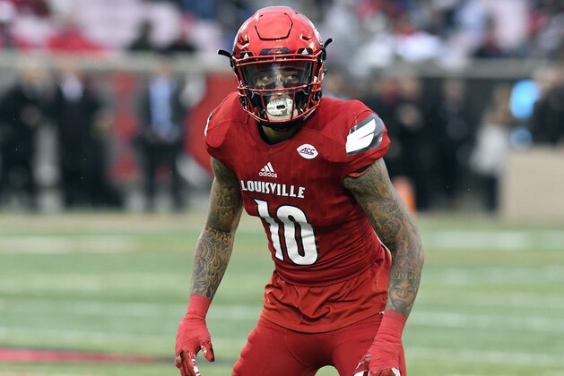Louisville cornerback Jaire Alexander (10) during the first half of an NCAA college football game, Saturday, Nov. 18, 2017, in Louisville, Ky. (AP Photo/Timothy D. Easley)