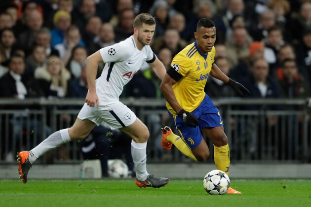 LONDON, UNITED KINGDOM - MARCH 7: (L-R) Eric Dier of Tottenham Hotspur, Alex Sandro of Juventus during the UEFA Champions League  match between Tottenham Hotspur v Juventus at the Wembley Stadium on March 7, 2018 in London United Kingdom (Photo by Laurens Lindhout/Soccrates/Getty Images)