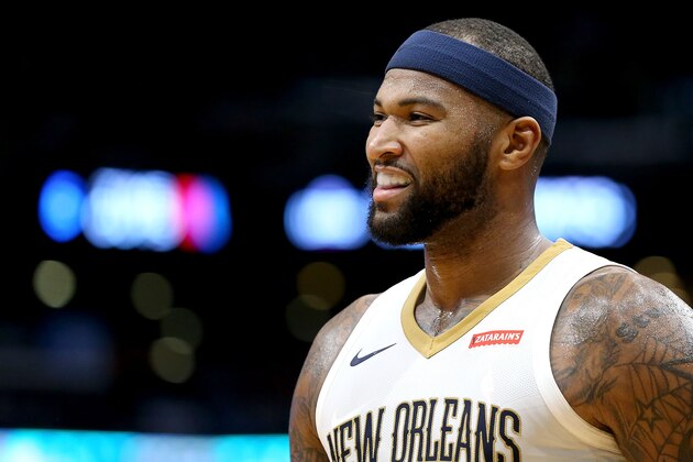 NEW ORLEANS, LA - NOVEMBER 11:  DeMarcus Cousins #0 of the New Orleans Pelicans looks on as his team takes on the LA Clippers during the second half at the Smoothie King Center on November 11, 2017 in New Orleans, Louisiana. NOTE TO USER: User expressly acknowledges and agrees that, by downloading and or using this photograph, User is consenting to the terms and conditions of the Getty Images License Agreement.  (Photo by Sean Gardner/Getty Images)