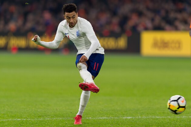 AMSTERDAM, NETHERLANDS - MARCH 23: Jesse Lingard of England scores the team`s first goal during the international friendly match between Netherlands and England at Amsterdam Arena on March 23, 2018 in Amsterdam, Netherlands. (Photo by TF-Images/Getty Images)