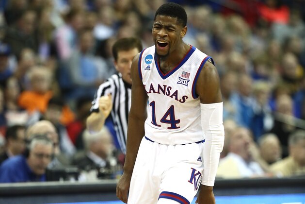 OMAHA, NE - MARCH 23:  Malik Newman #14 of the Kansas Jayhawks reacts against the Clemson Tigers during the second half in the 2018 NCAA Men's Basketball Tournament Midwest Regional at CenturyLink Center on March 23, 2018 in Omaha, Nebraska.  (Photo by Jamie Squire/Getty Images)