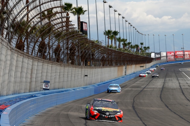FONTANA, CA - MARCH 18:  Martin Truex Jr., driver of the #78 Bass Pro Shops/5-hour ENERGY Toyota, races during the Monster Energy NASCAR Cup Series Auto Club 400 at Auto Club Speedway on March 18, 2018 in Fontana, California.  (Photo by Jonathan Ferrey/Getty Images)
