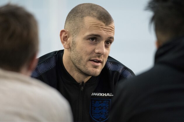 England's midfielder Jack Wilshere speaks during an interview at St George's Park in Burton-on-Trent on March 20, 2018, ahead of their international friendly football matches against the Netherlands on March 23 and Italy on March 27. / AFP PHOTO / OLI SCARFF / NOT FOR MARKETING OR ADVERTISING USE / RESTRICTED TO EDITORIAL USE         (Photo credit should read OLI SCARFF/AFP/Getty Images)