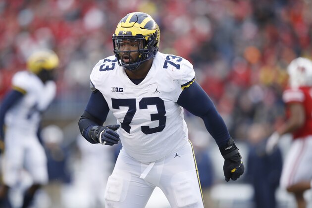MADISON, WI - NOVEMBER 18: Maurice Hurst #73 of the Michigan Wolverines in action during a game against the Wisconsin Badgers at Camp Randall Stadium on November 18, 2017 in Madison, Wisconsin. Wisconsin won 24-10. (Photo by Joe Robbins/Getty Images)