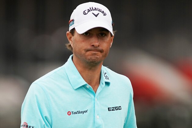 AUSTIN, TX - MARCH 25:  Kevin Kisner of the United States reacts on the 12th hole during the semifinal round of the World Golf Championships-Dell Match Play at Austin Country Club on March 25, 2018 in Austin, Texas.  (Photo by Darren Carroll/Getty Images)