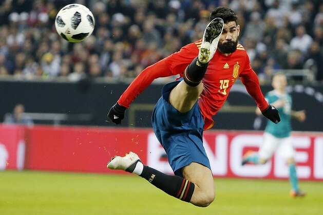 Spain's Diego da Silva Costa during an international friendly soccer match between Germany and Spain in Duesseldorf, Germany, Friday, March 23, 2018. (AP Photo/Michael Probst)