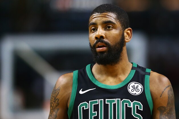 BOSTON, MA - MARCH 11:  Kyrie Irving #11 of the Boston Celtics looks on during a game against the Indiana Pacers at TD Garden on March 11, 2018 in Boston, Massachusetts. NOTE TO USER: User expressly acknowledges and agrees that, by downloading and or using this photograph, User is consenting to the terms and conditions of the Getty Images License Agreement. (Photo by Adam Glanzman/Getty Images)