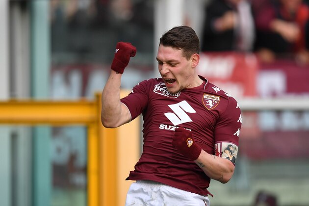 TURIN, ITALY - FEBRUARY 11:  Andrea Belotti of Torino FC celebrates a goal during the Serie A match between Torino FC and Udinese Calcio at Stadio Olimpico di Torino on February 11, 2018 in Turin, Italy.  (Photo by Valerio Pennicino/Getty Images)